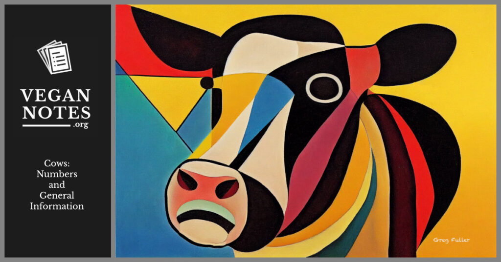 An expressionist painting of a cow.