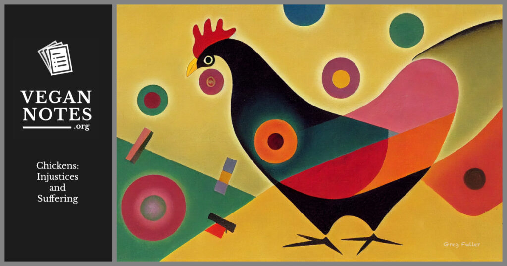 An expressionist painting of a chicken.