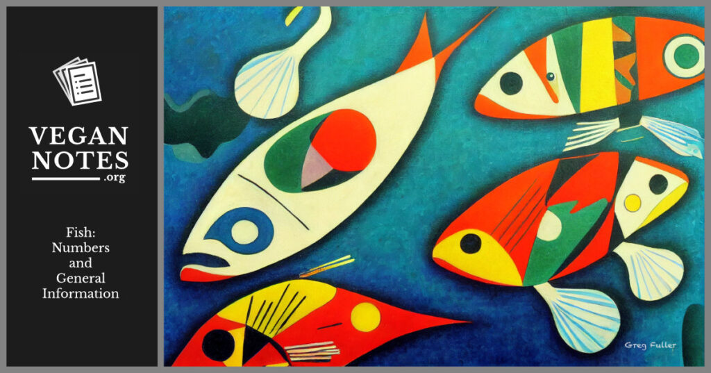 An expressionist painting of a few fish swimming.